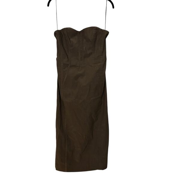 Veronica Beard Green Strapless Linen Blend Slit Mini Cocktail Dress Size 8 - Picture 1 of 5